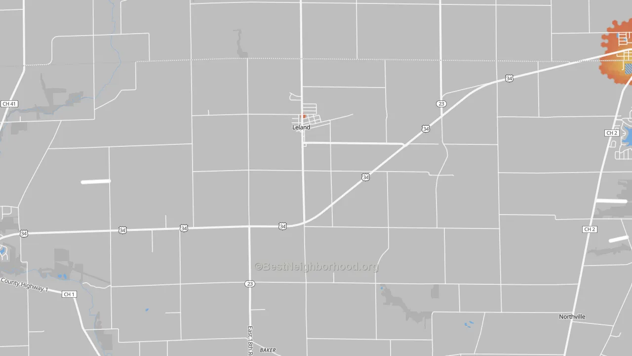 Bike Grade map of Leland, IL