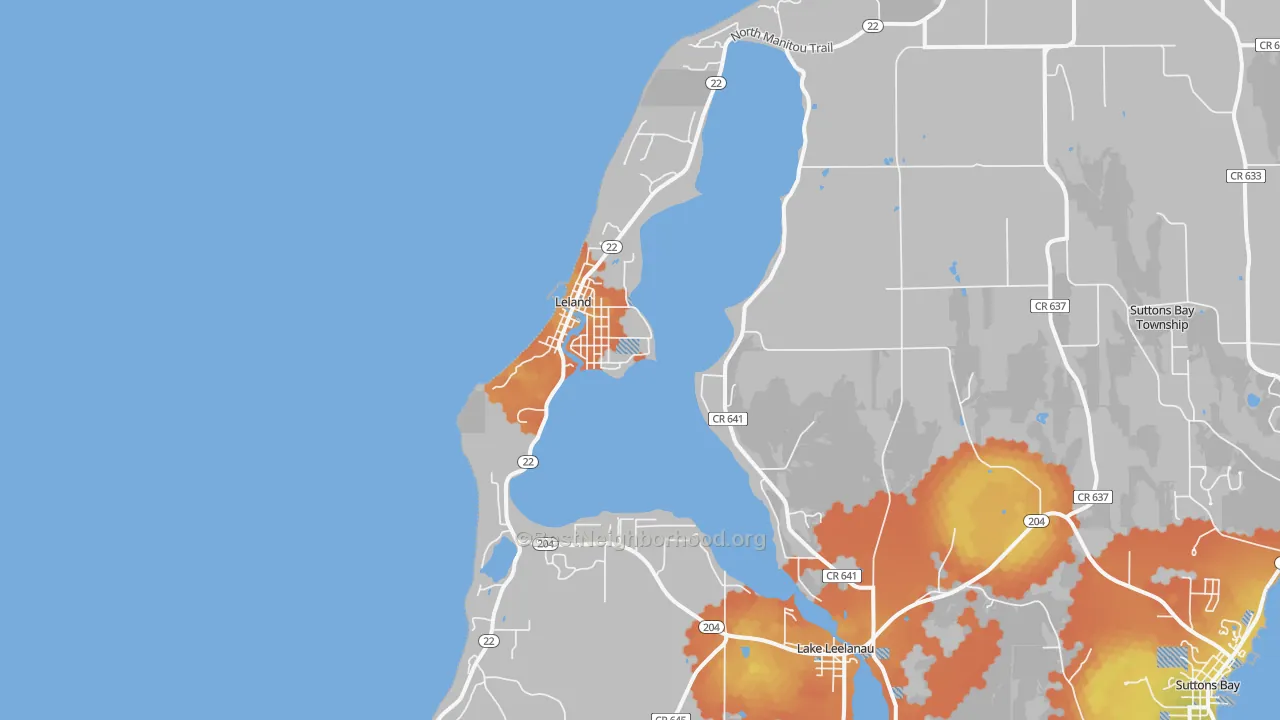 Bike Grade map of Leland, MI