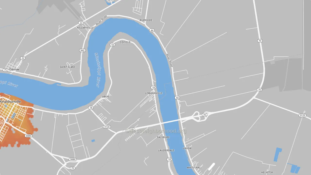 Bike Grade map of Lemannville, LA