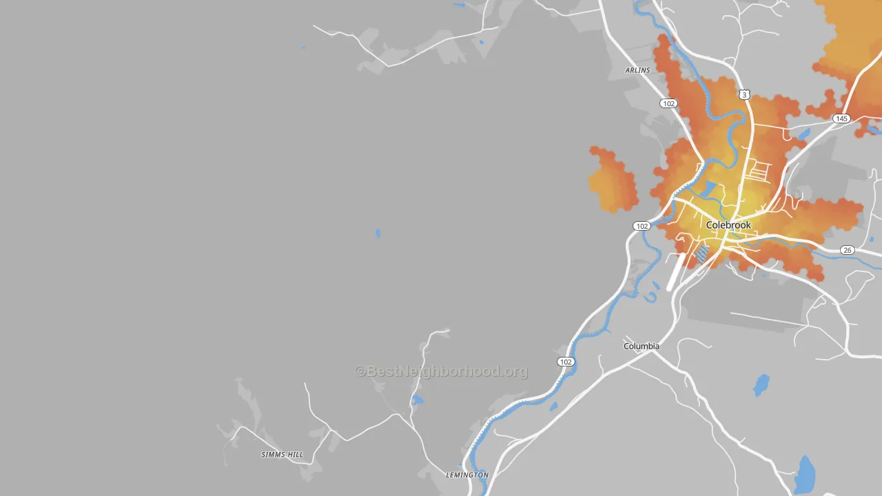 Bike Grade map of Lemington, VT