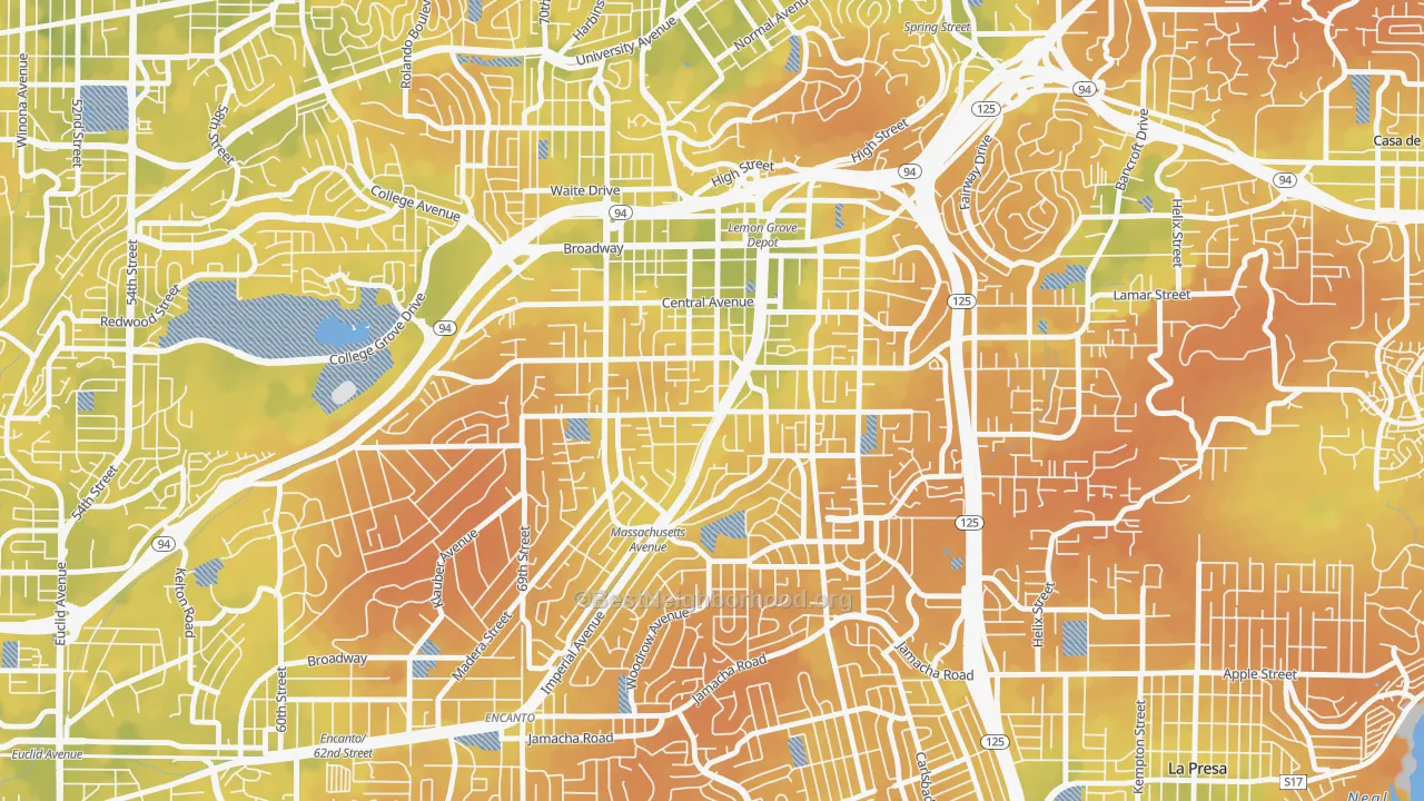Bike Grade map of Lemon Grove, CA
