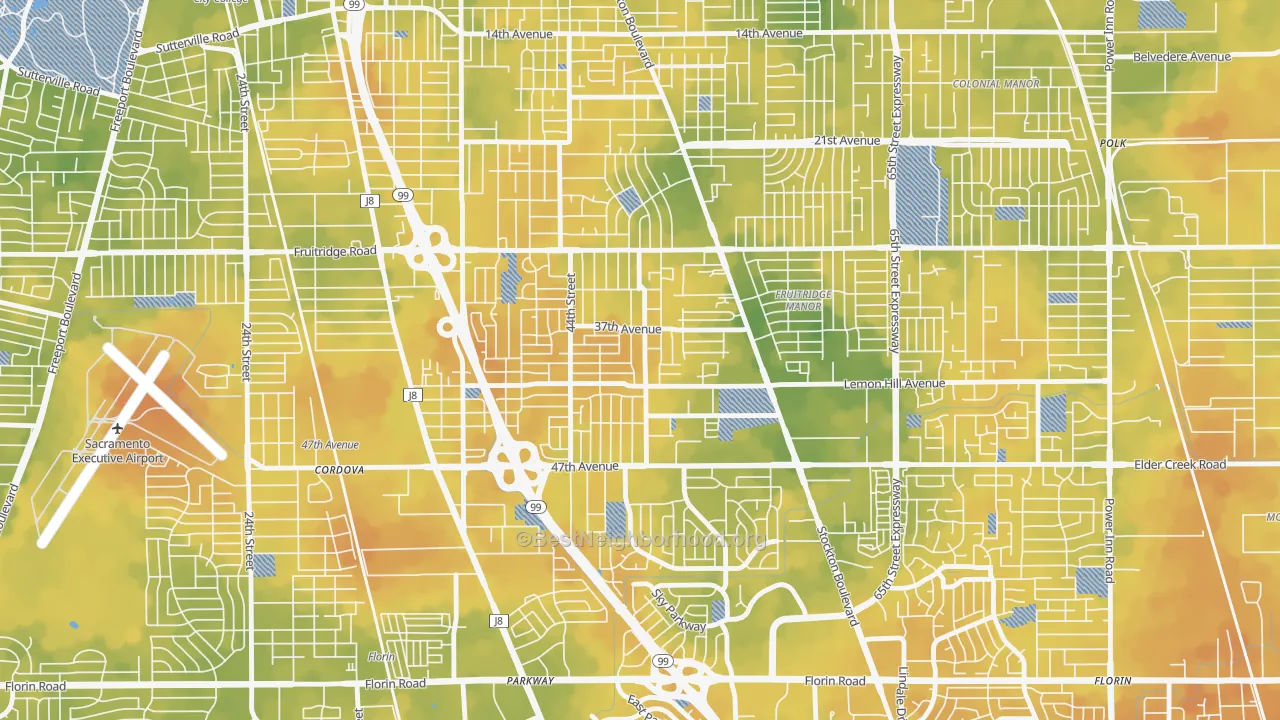 Bike Grade map of Lemon Hill, CA