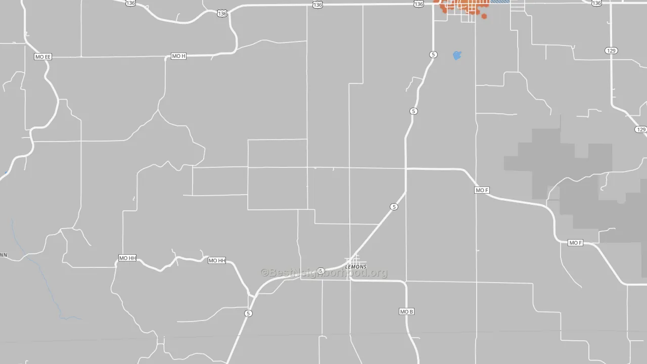 Bike Grade map of Lemons, MO
