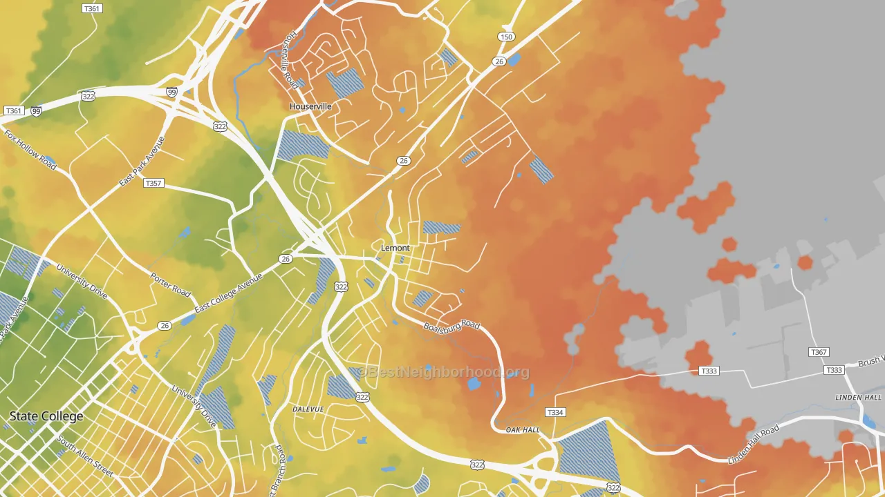 Bike Grade map of Lemont, PA
