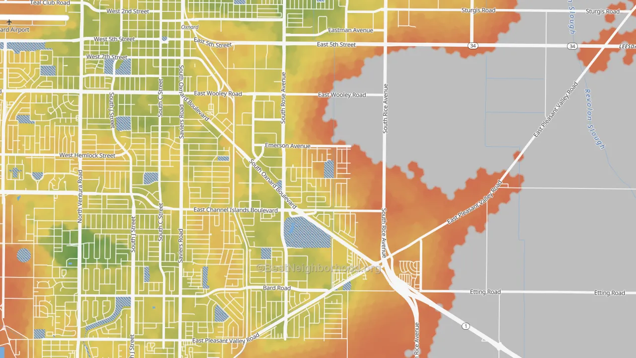 Bike Grade map of Lemonwood Eastmont, Oxnard, CA