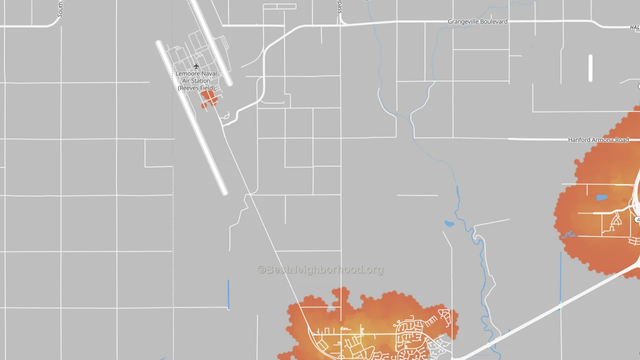 Bike Grade map of Lemoore Naval Air Station, CA