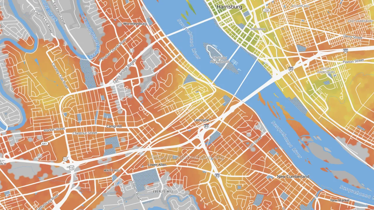 Bike Grade map of Lemoyne, PA