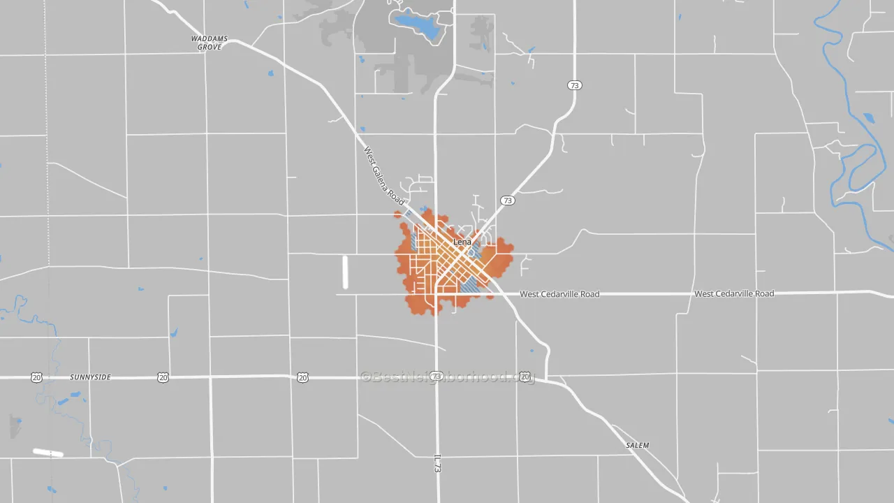 Bike Grade map of Lena, IL