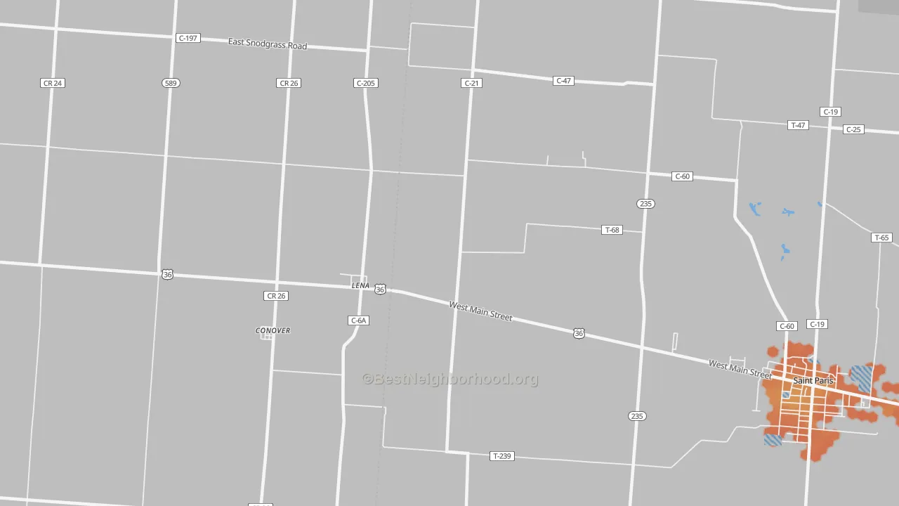 Bike Grade map of Lena, OH
