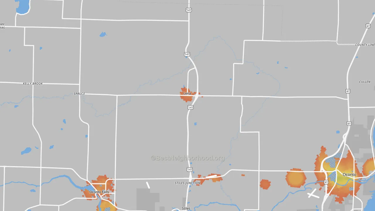 Bike Grade map of Lena, WI