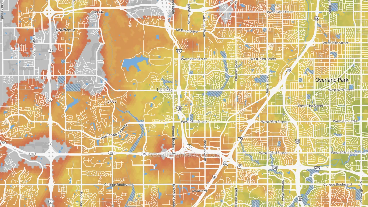 Bike Grade map of Lenexa, KS