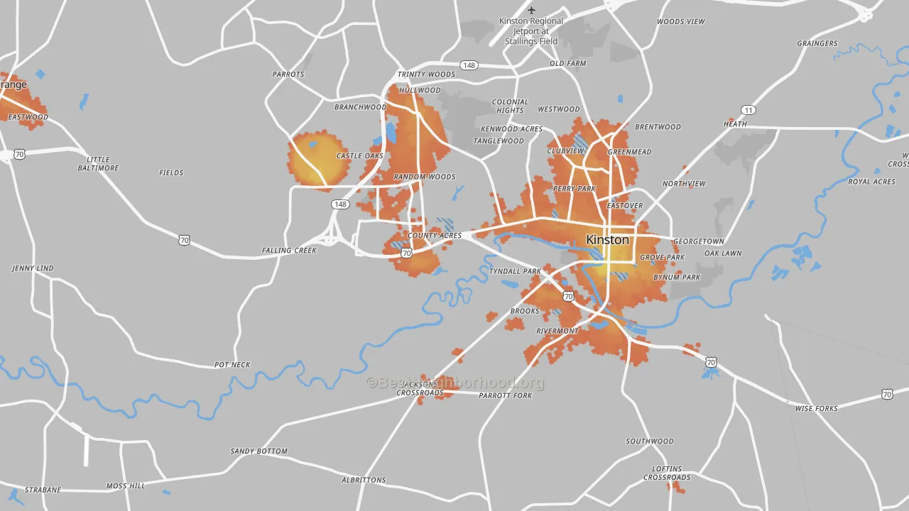 Bike Grade map of Lenoir County, NC