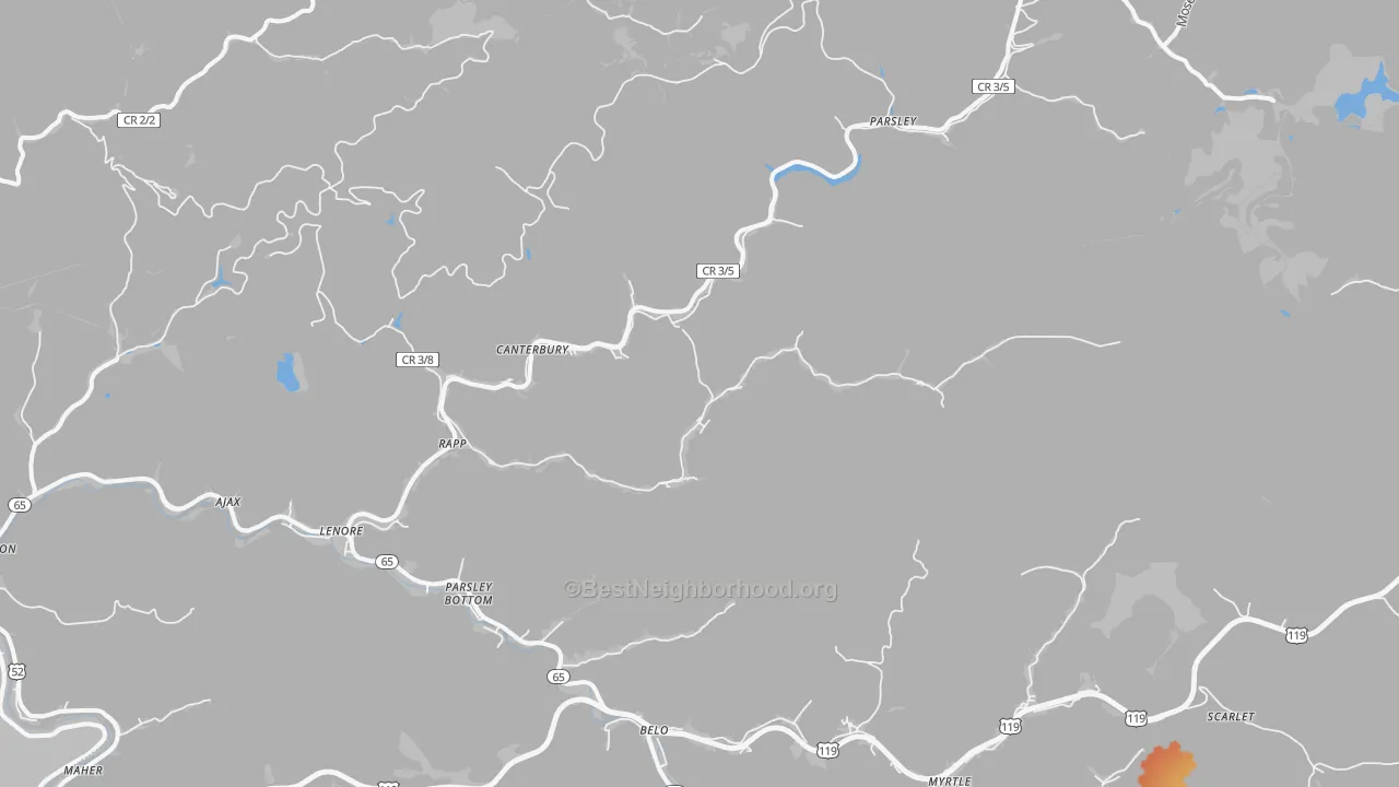 Bike Grade map of Lenore, WV