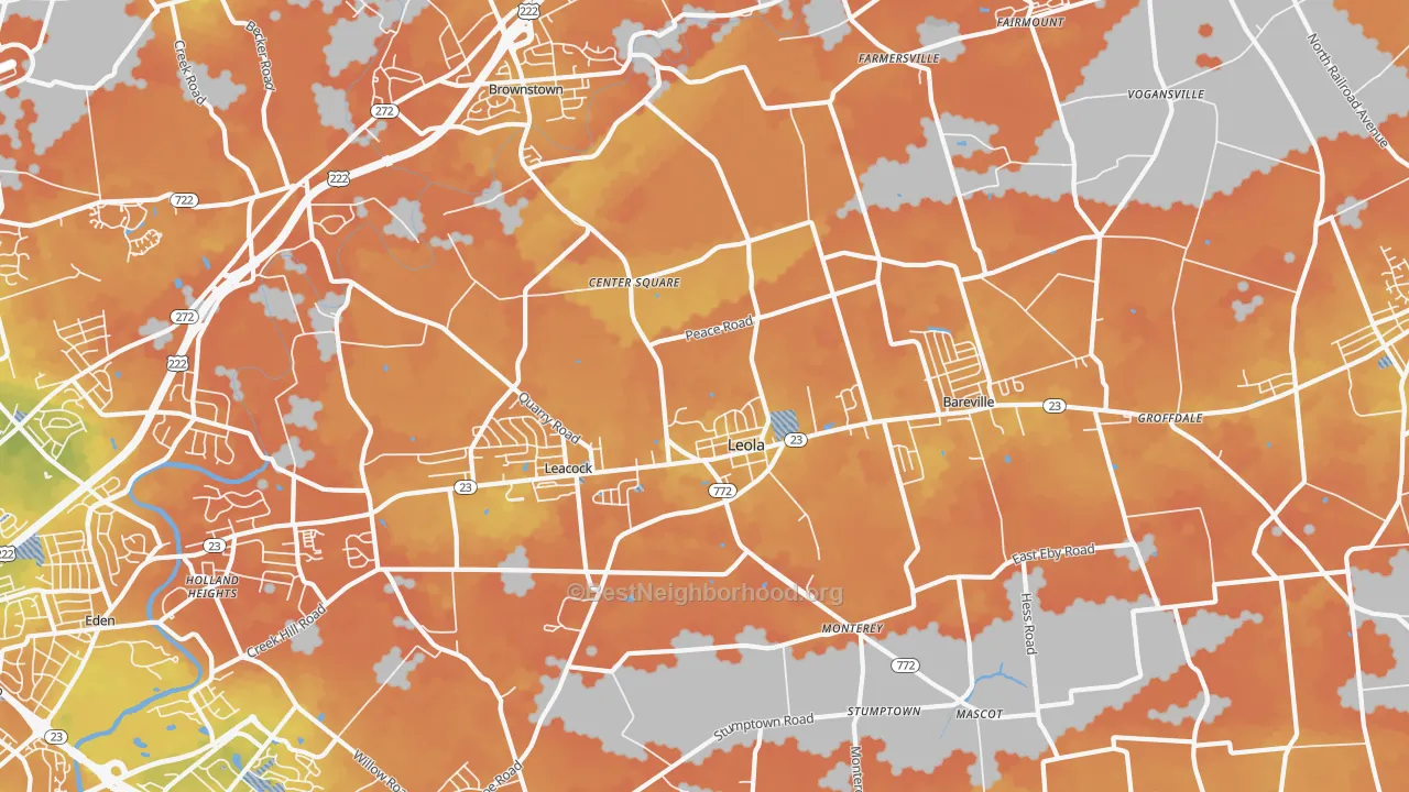 Bike Grade map of Leola, PA