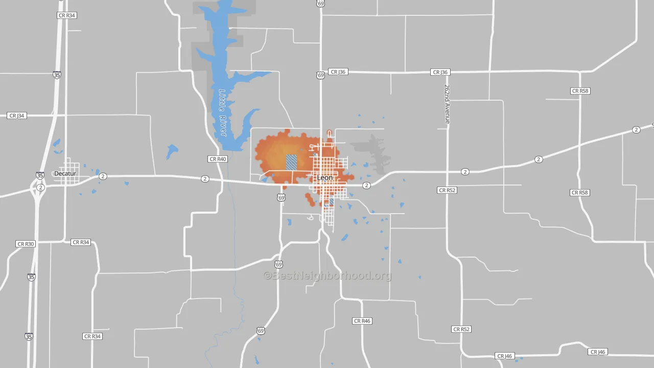 Bike Grade map of Leon, IA