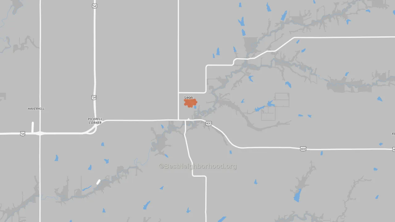 Bike Grade map of Leon, KS