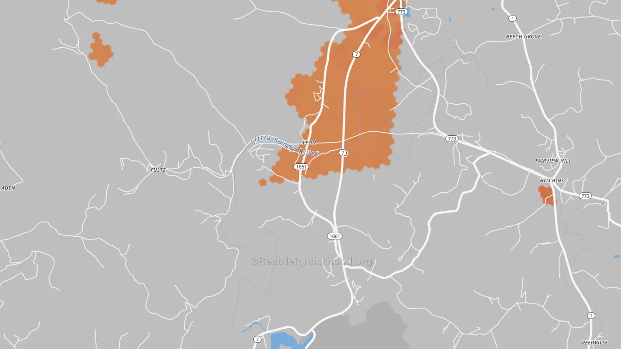 Bike Grade map of Leon, KY