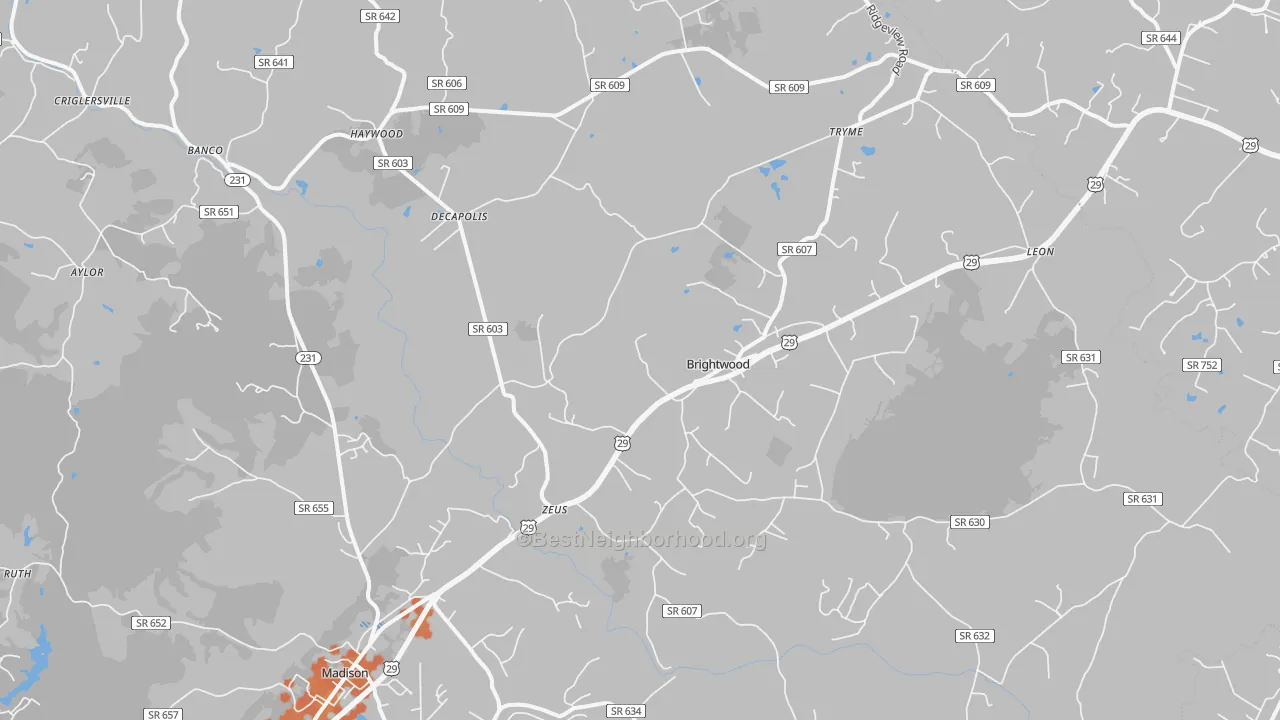 Bike Grade map of Leon, VA