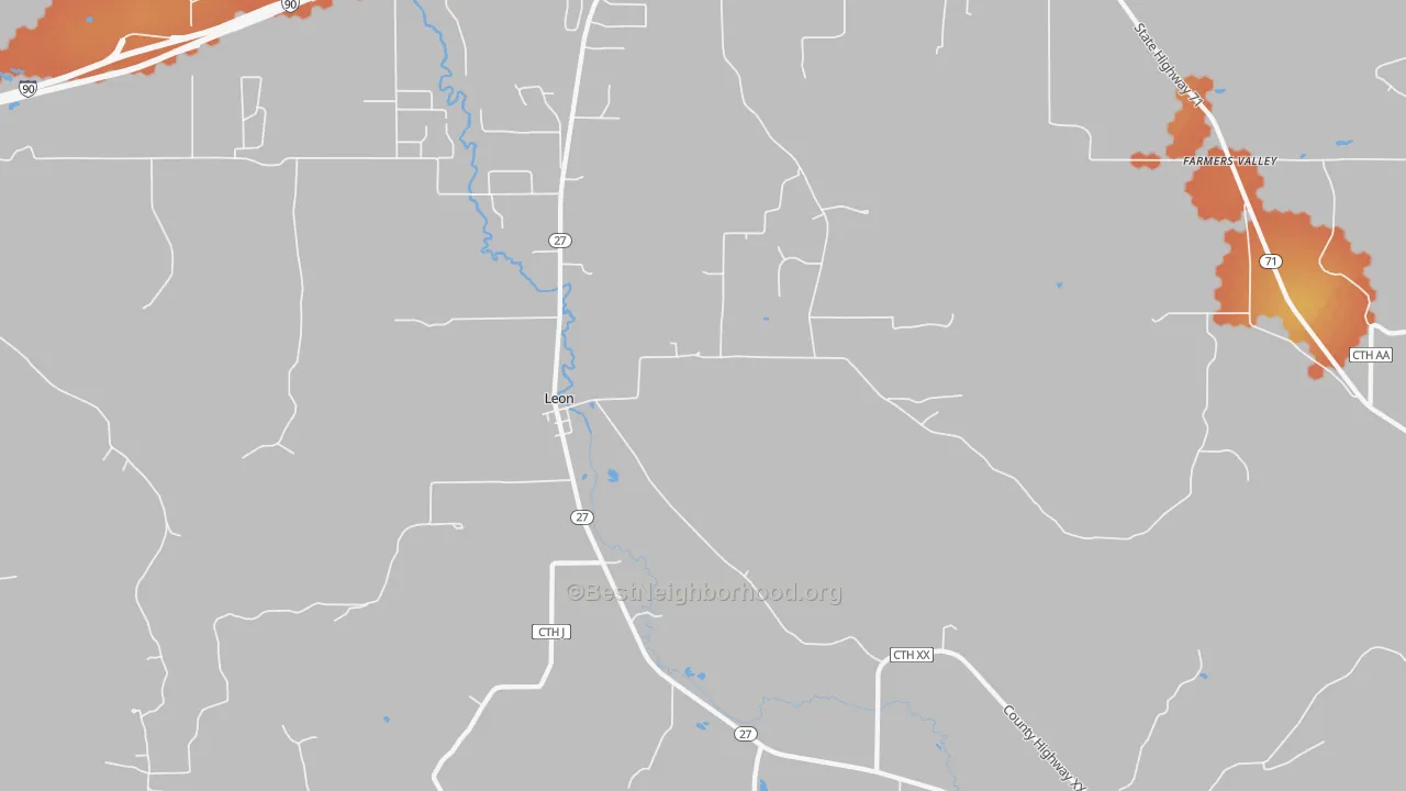 Bike Grade map of Leon, WI