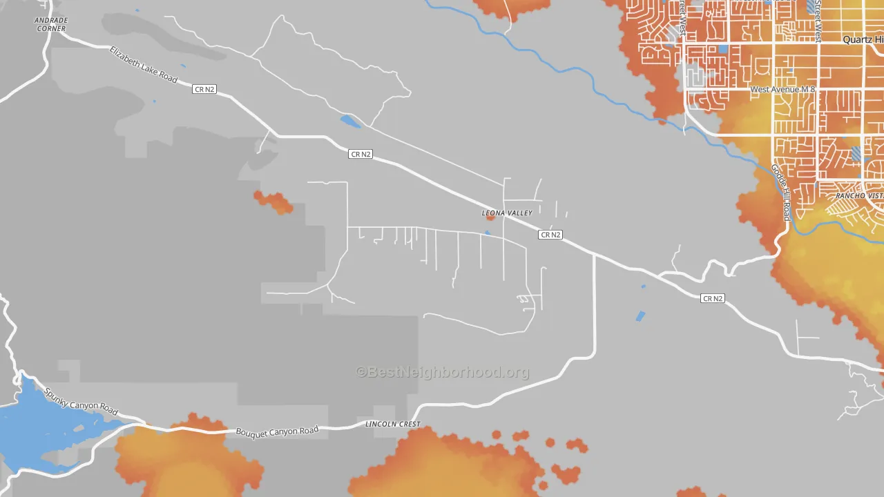 Bike Grade map of Leona Valley, CA