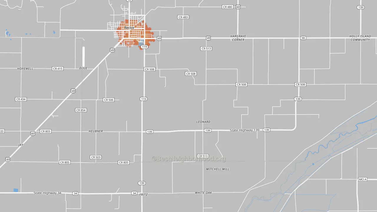 Bike Grade map of Leonard, AR