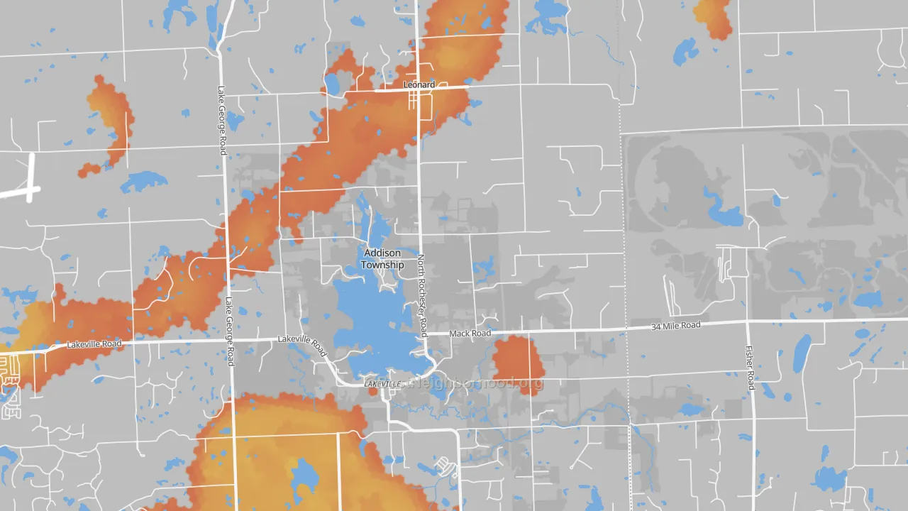 Bike Grade map of Leonard, MI