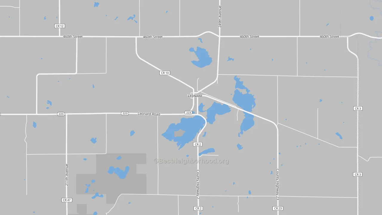 Bike Grade map of Leonard, MN
