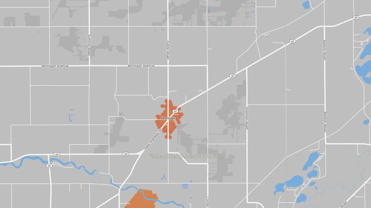 Bike Grade map of Leonidas, MI