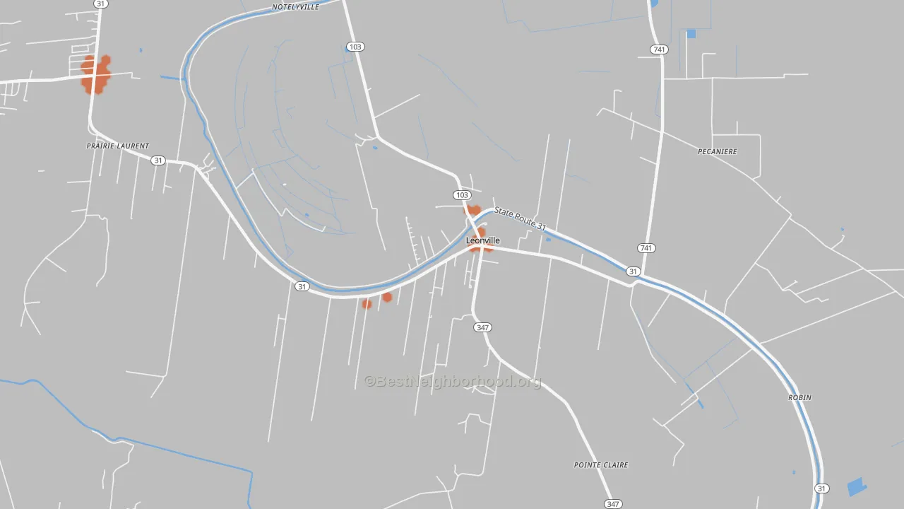 Bike Grade map of Leonville, LA