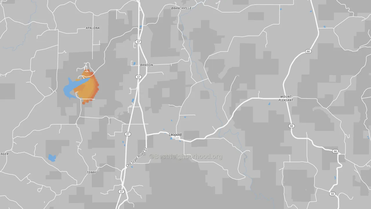Bike Grade map of Leopold, IN