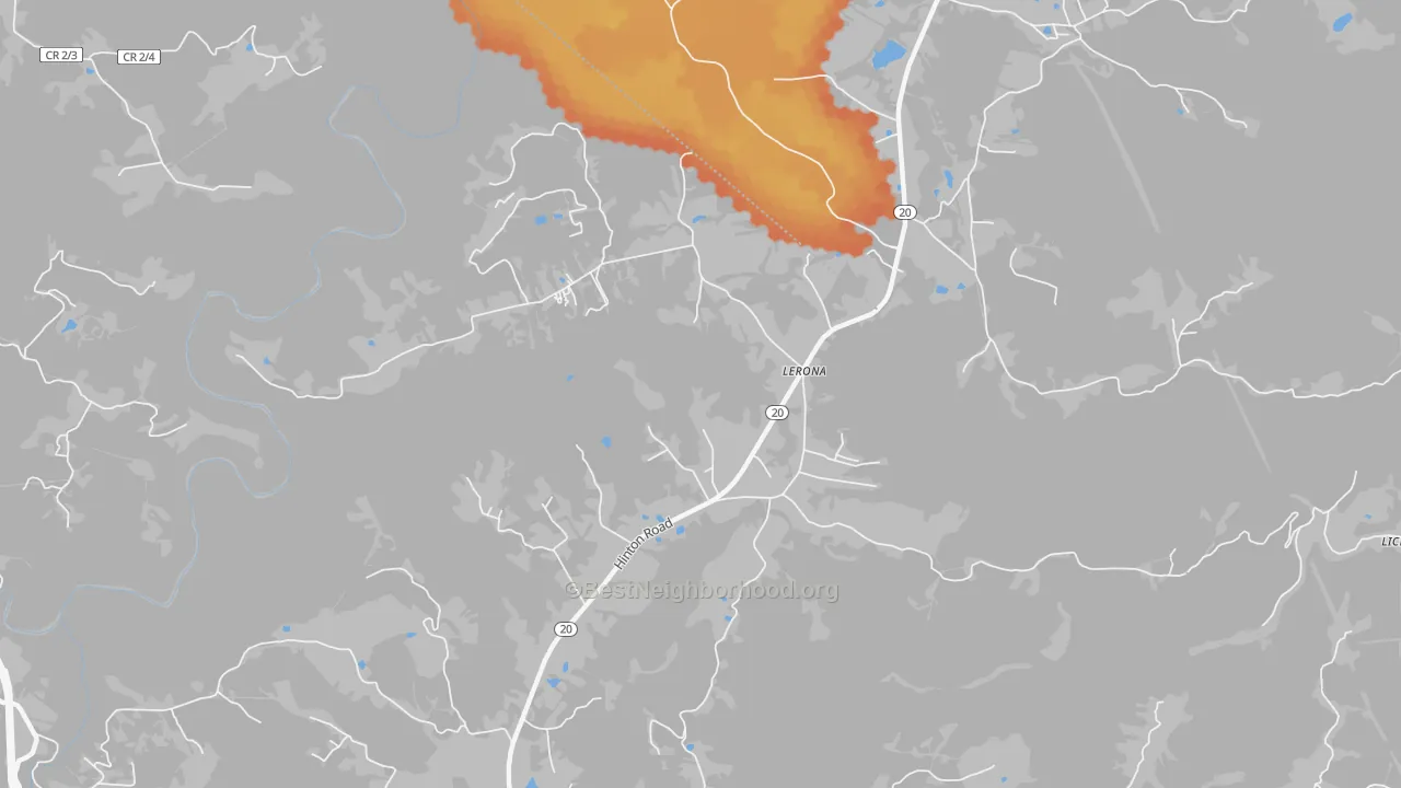 Bike Grade map of Lerona, WV