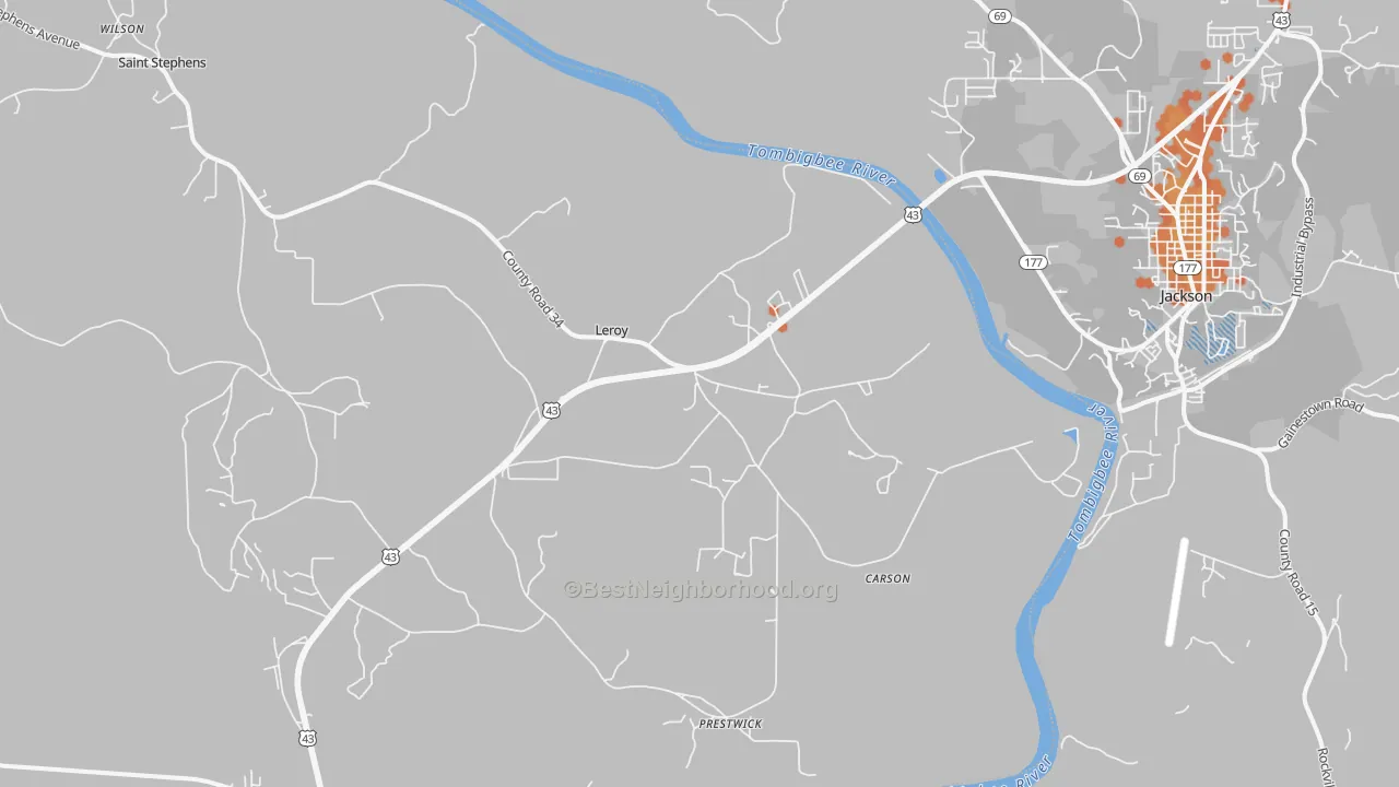 Bike Grade map of Leroy, AL