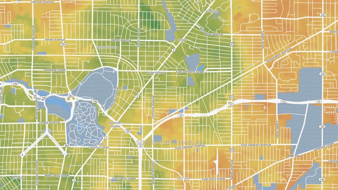 Bike Grade map of Leroy, Buffalo, NY