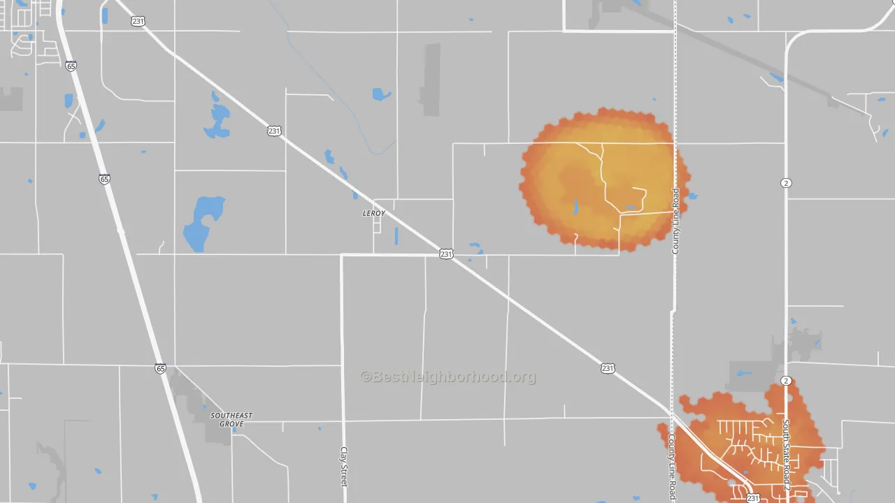 Bike Grade map of Leroy, IN