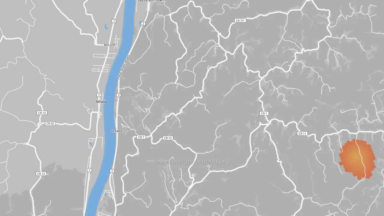 Bike Grade map of Lesage, WV