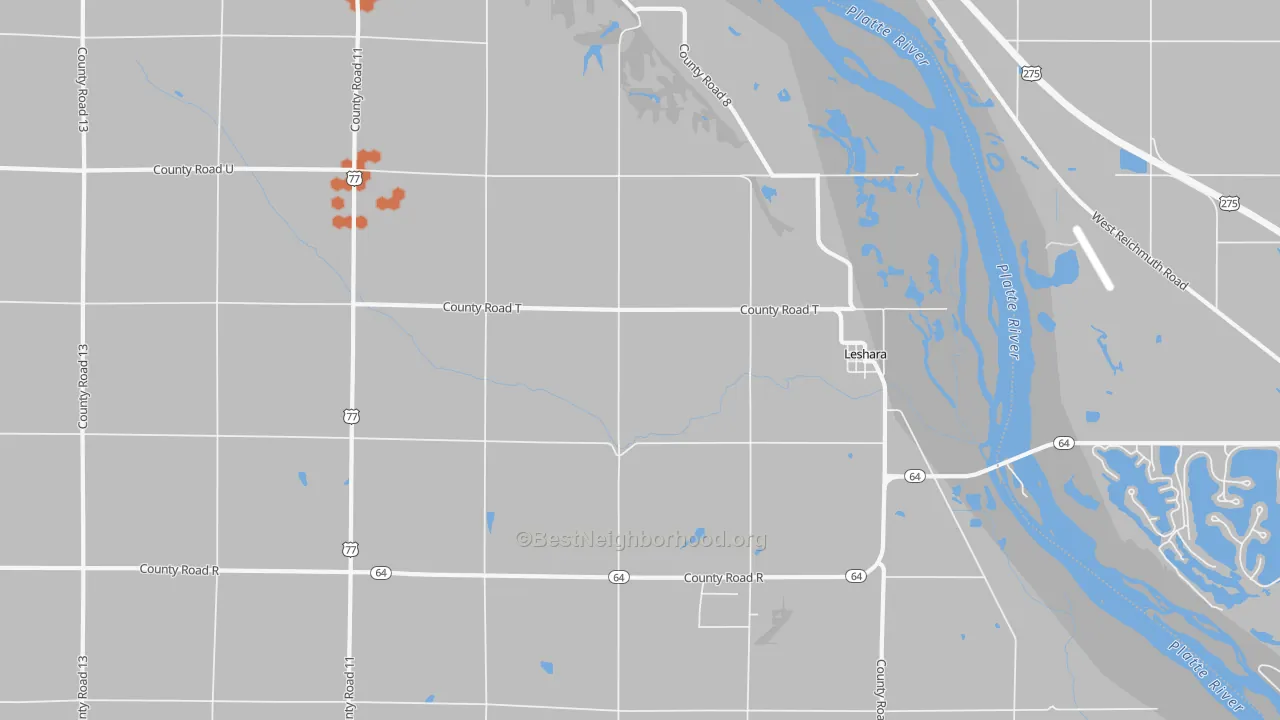 Bike Grade map of Leshara, NE