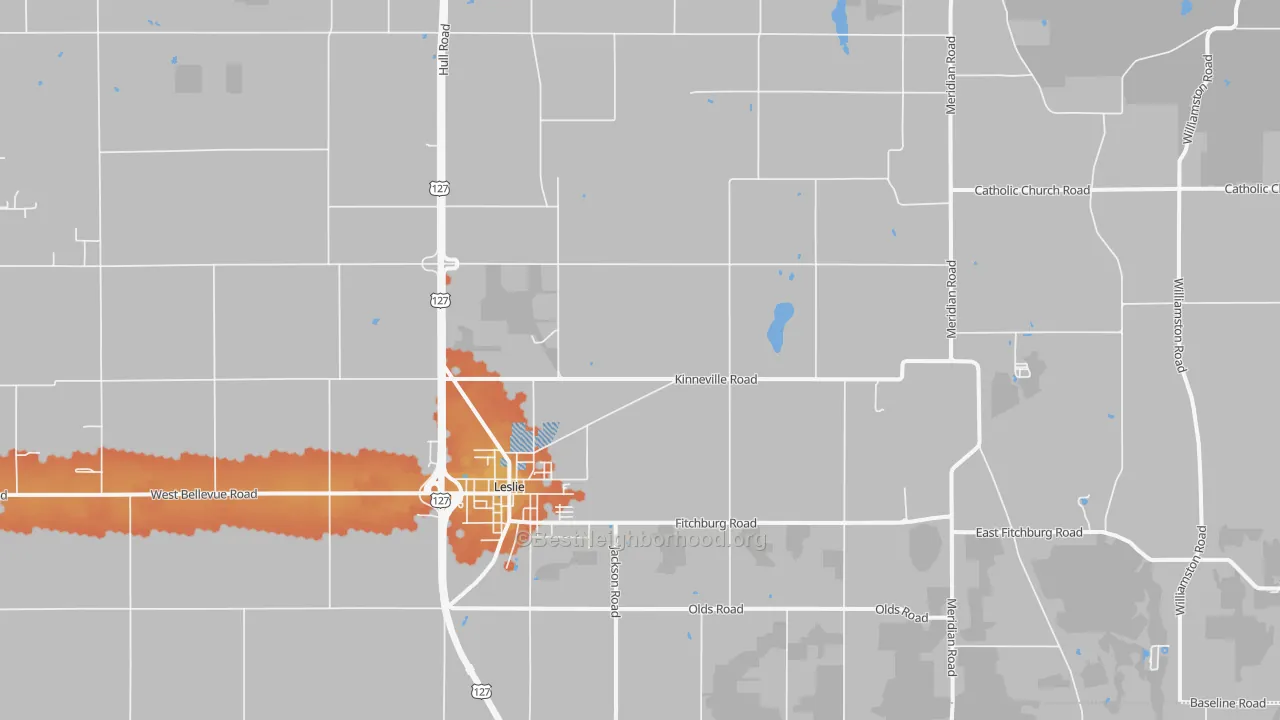 Bike Grade map of Leslie, MI