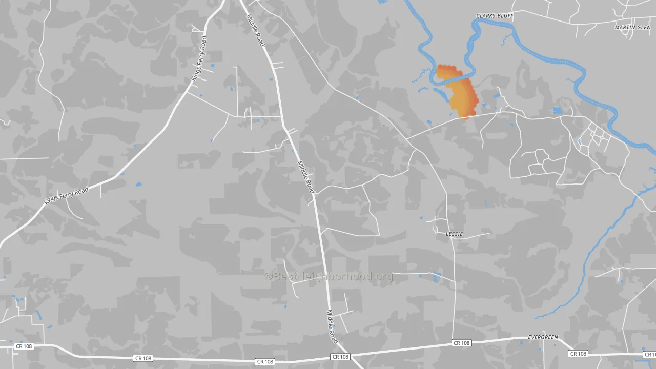 Bike Grade map of Lessie, FL