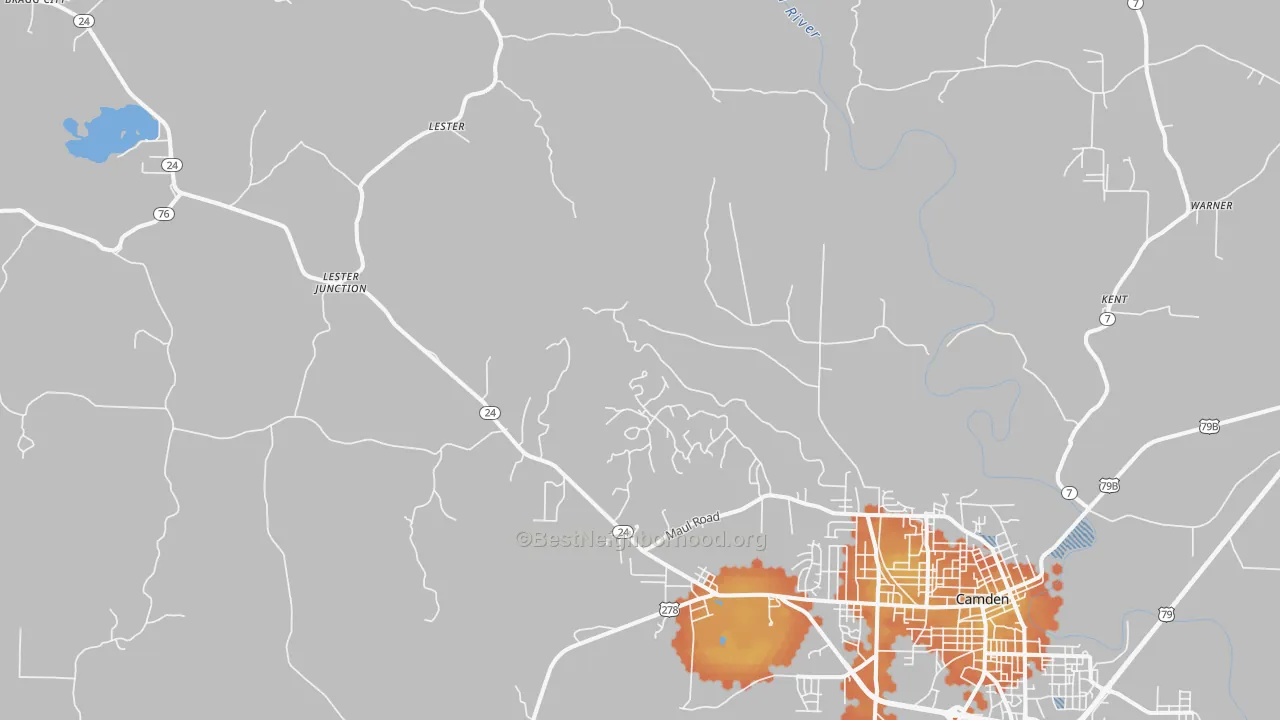 Bike Grade map of Lester, AR