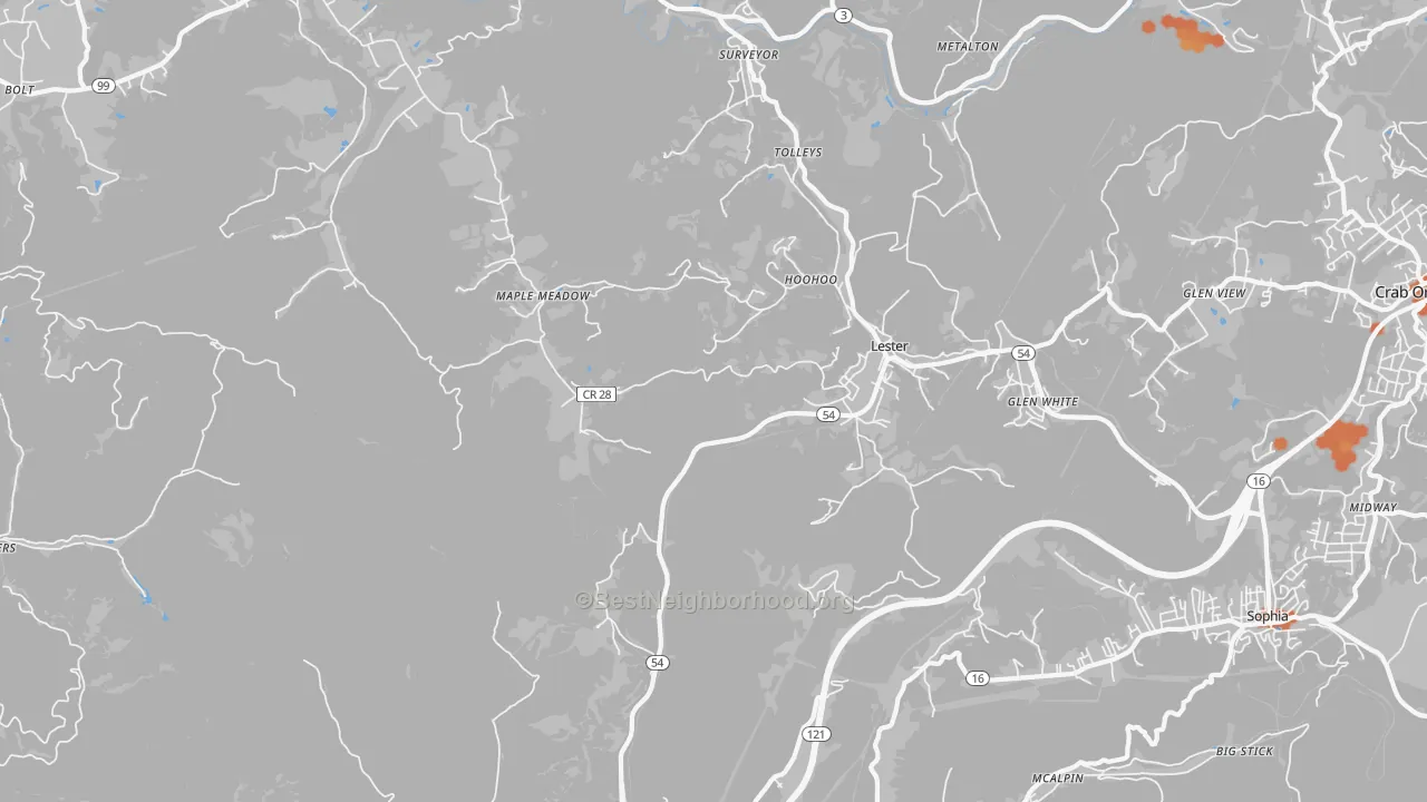 Bike Grade map of Lester, WV
