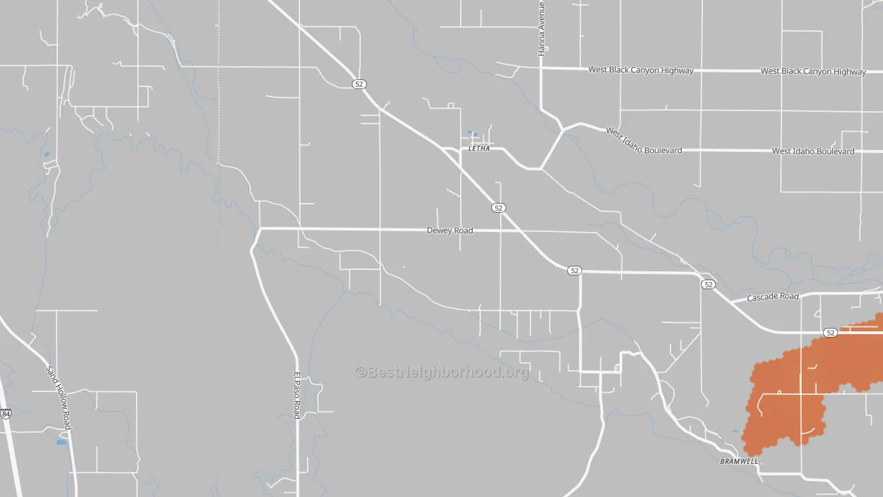 Bike Grade map of Letha, ID