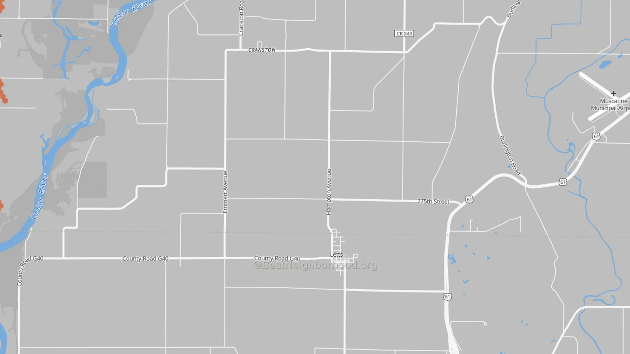 Bike Grade map of Letts, IA