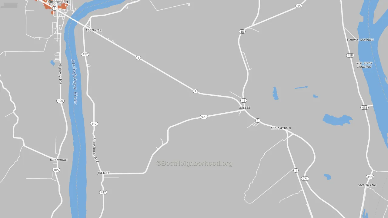 Bike Grade map of Lettsworth, LA