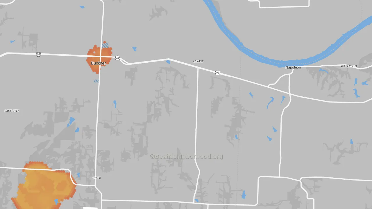 Bike Grade map of Levasy, MO