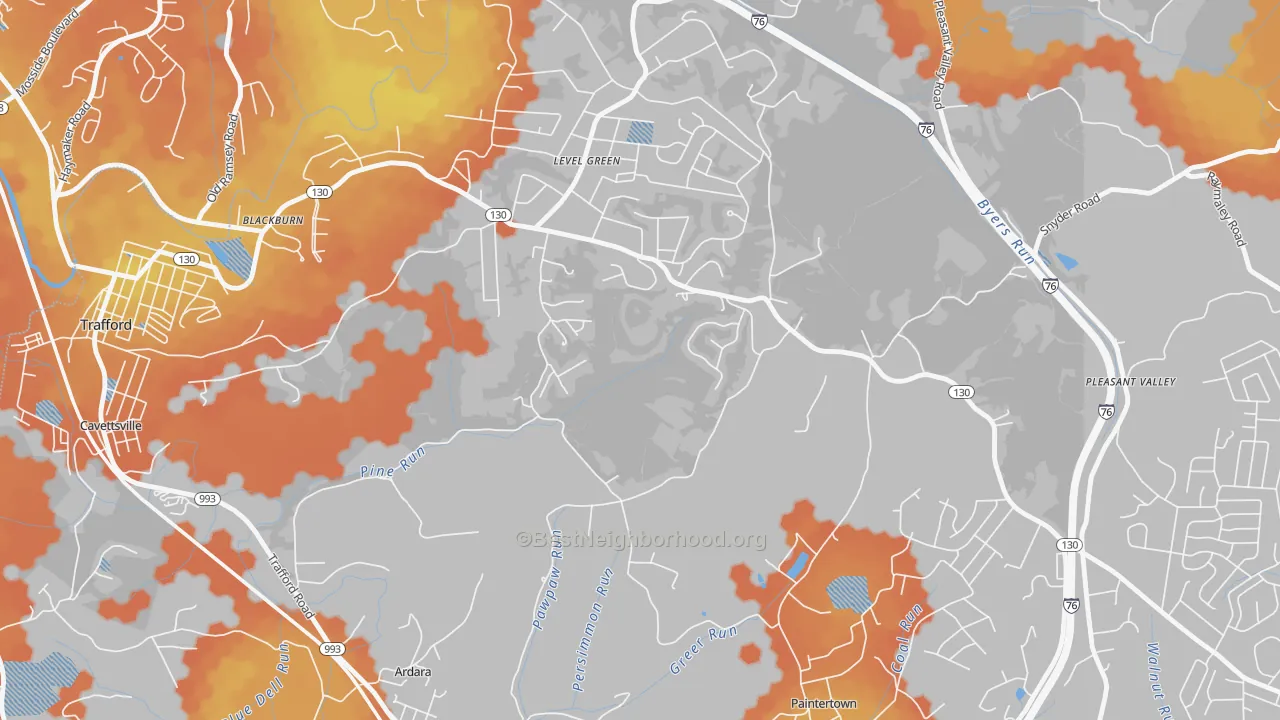 Bike Grade map of Level Green, PA