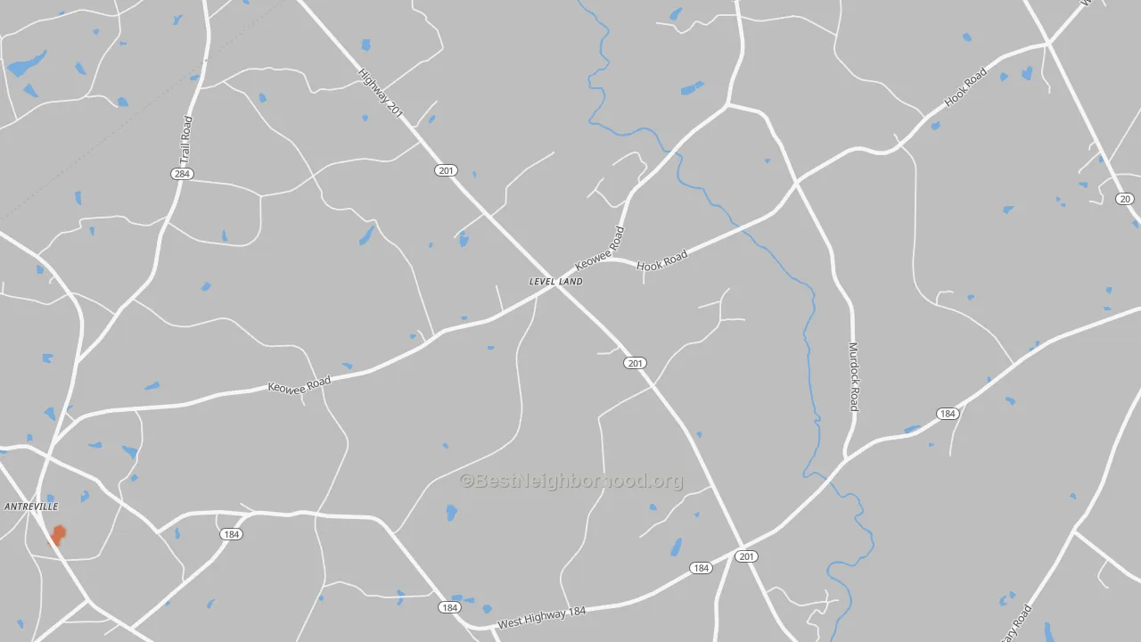 Bike Grade map of Level Land, SC