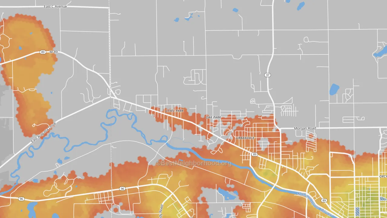 Bike Grade map of Level Park-Oak Park, MI