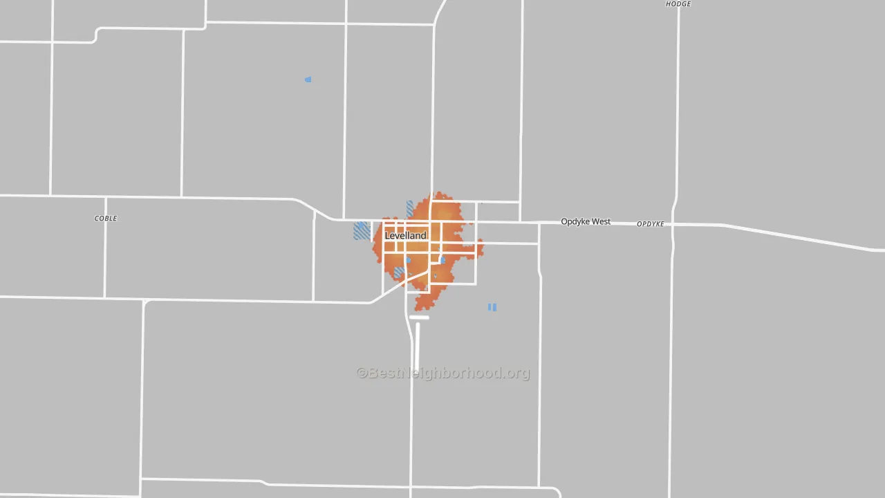 Bike Grade map of Levelland, TX