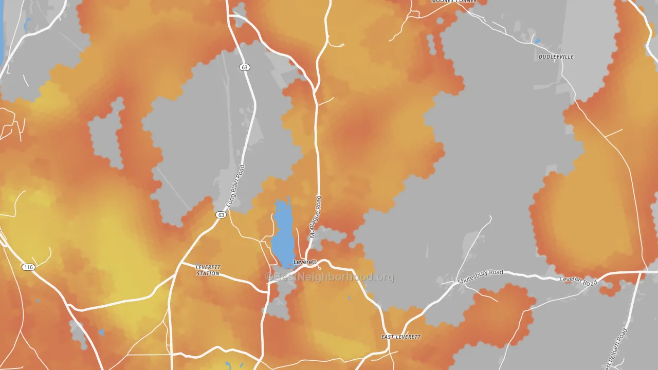 Bike Grade map of Leverett, MA