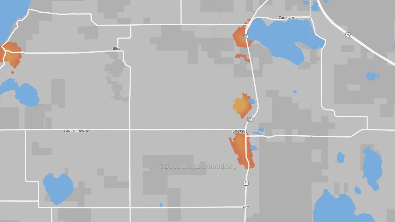 Bike Grade map of Levering, MI
